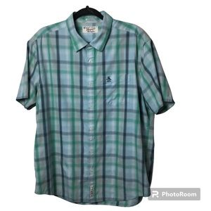 Original Penguin green plaid short sleeve classic fit button up shirt. XL